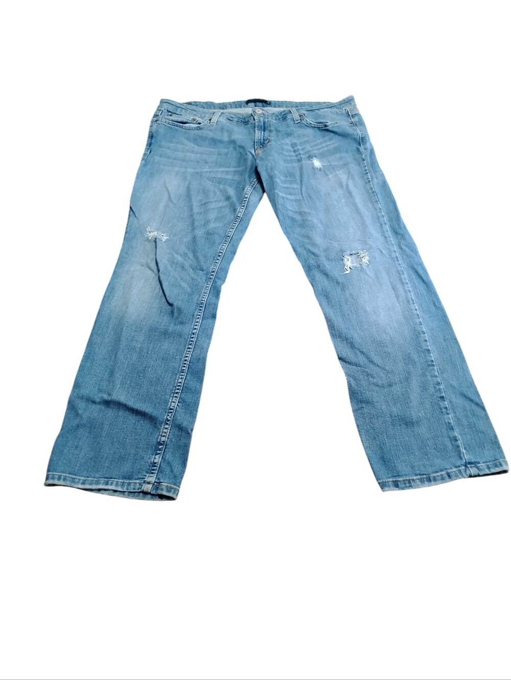 Levis 524 Jeans Too Super Low Straight Leg Ripped Torn Distressed Blue Size 17